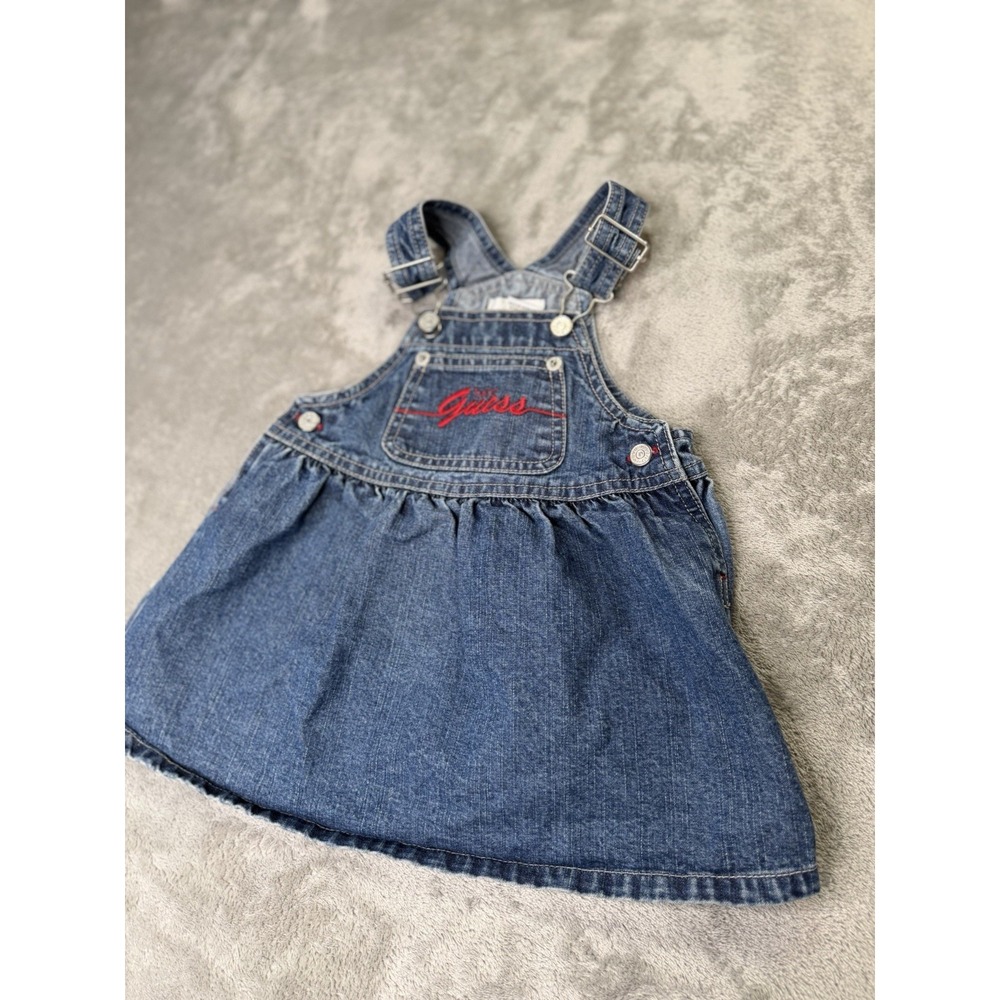 Vintage Baby Guess Girl's 24 months Denim Jumper Overall Dress